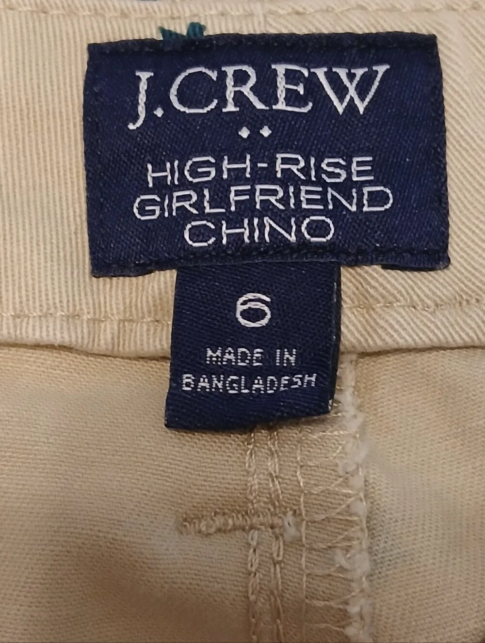 J. Crew Beige High -Rise  Girlfriend Khaki Size 6  Embroidered Pine Tree Detail